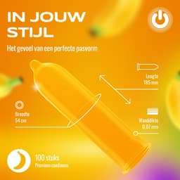 ON) condooms Banaan | 54 mm breedte | 100 stuks verpakking | Geel & Fruity | met siliconen glijmiddel | dunne 0,07 mm wanddikte — thumbnail 3