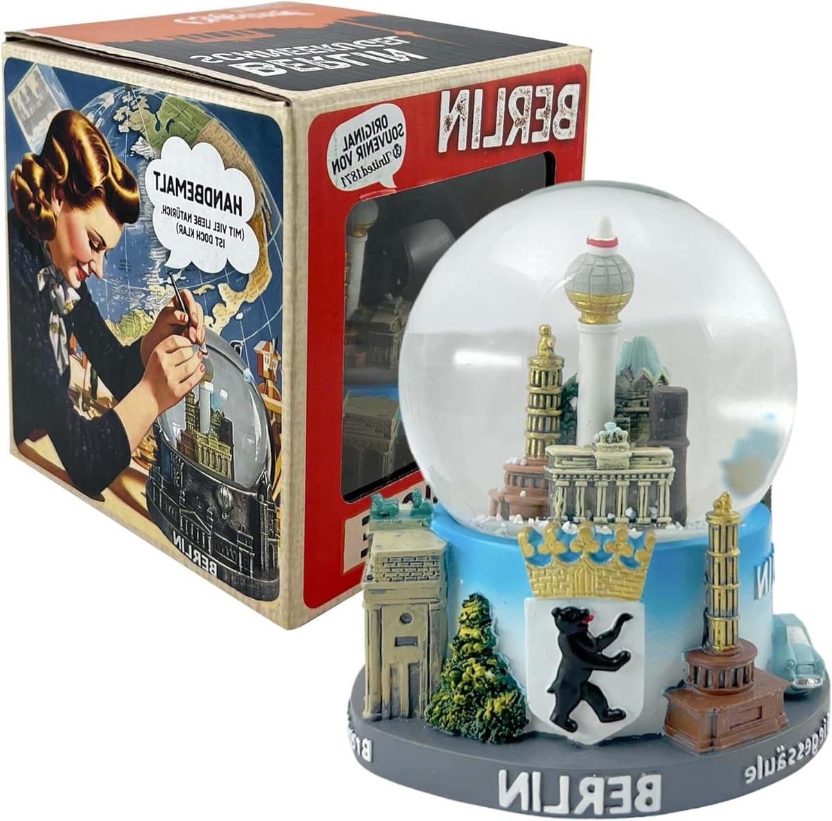 Sneeuwbol Berlijn - Souvenir Duitsland - Woondecoratie - Gedetailleerd design - 9 x 65 x 9 cm - Transparant — afbeelding 1