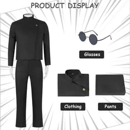 Dailygoods- Verkleedkostuum Satoru Gojo - Cosplay Anime - Cosplay Kleding - Cosplay Kostuum - Zwart Kostuum - Veiligheidswaarschuwing — thumbnail 3