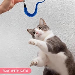 Speelhengel met veren, kattenstok, kattenspel met veren, interactief speelgoed, 2 grappige intrekbare kattenstokjes en 9 reserveveren teaser met bel, 11 stuks — thumbnail 2