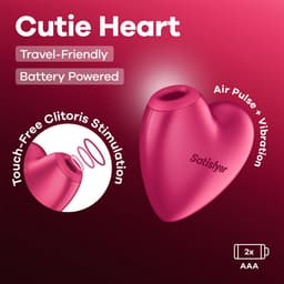 Satisfyer Cutie Heart | hartvormige drukgolfvibrator met Vibration & 2 losse motoren | 11 drukgolven & 12 standen | siliconen | waterdicht (IPX6) | werkt op batterijen — thumbnail 4