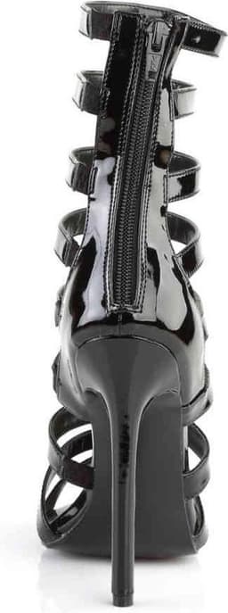 EU 37 = US 7 | SEXY-52 | 5 Heel Closed Back Strappy Cage Sandal, Back Zip — thumbnail 4