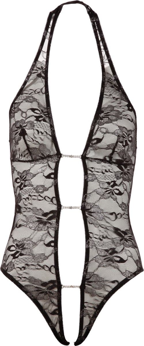 Abierta Fina – Sexy Halternek Body met Open Voorzijde voor  Avonturen – Maat L – Zwart — afbeelding 1