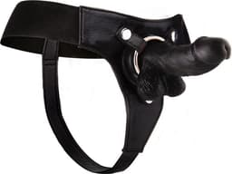 Ouch! Realistische Strap On Voorbinddildo met Harnas - 15 cm - Zwart — thumbnail 5
