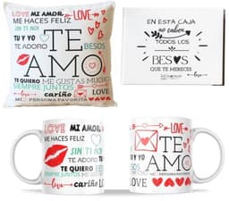 Romantische cadeaus voor koppels - Kussen en Mok met Liefdesboodschappen - Originele Geschenken voor Valentijnsdag, Verjaardag en Jubileum — thumbnail 1