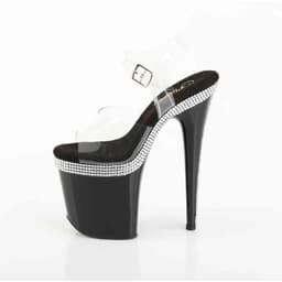 Pleaser - FLAMINGO808MLS Sandaal met enkelband, Paaldans schoenen - US 7 - 37 Shoes - Zwart/Transparant — thumbnail 2