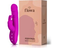Flowa® Lyra – 3 in 1 Stotende Rabbit Vibrator – 11 Vibratiestanden – 3 Thrusting Modi – Clitoris & G-spot – Vibrator voor Vrouwen – Dildo Vibrator – Seksspeeltje – Roze