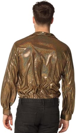 Gouden glanzende herenshirt - disco en feestshirt voor carnaval en themafeesten — thumbnail 4