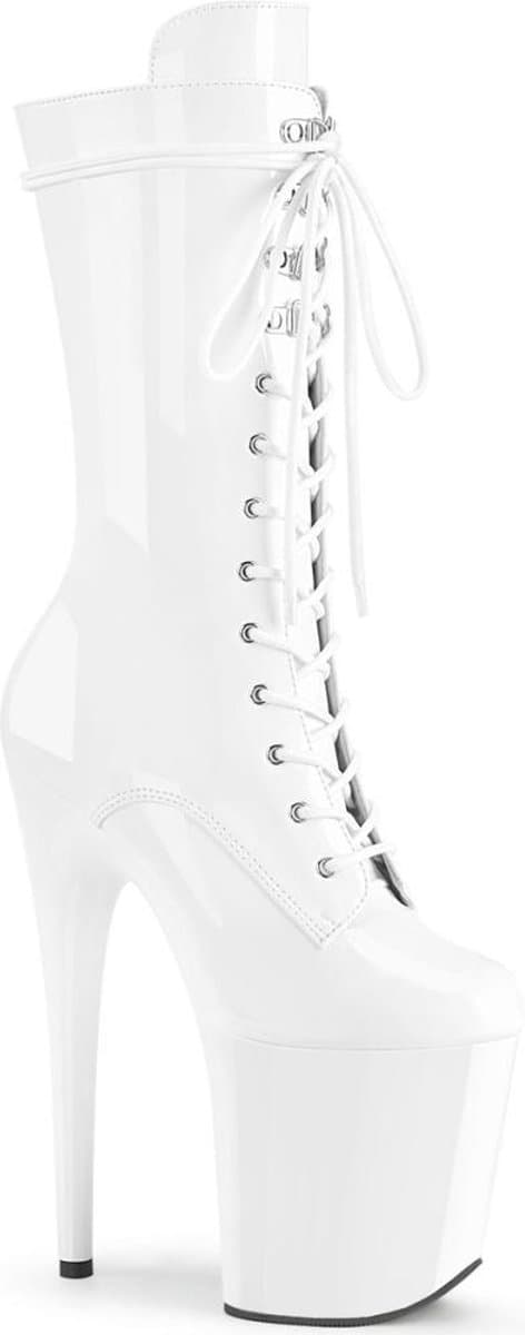 Pleaser - FLAMINGO-1050 Plateau Laarzen - Paaldans schoenen - 38 Shoes - Wit — afbeelding 1