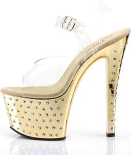 Pleaser - STARDUST-708 Sandaal met enkelband, Paaldans schoenen - Paaldans schoenen - 40 Shoes - Goudkleurig — thumbnail 3