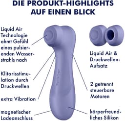 Satisfyer, vibrator, drukgolfvibrator, 'Pro 2 Generation 3', 16,5 cm, vloeibare luchttechnologie, incl. extra opzetstuk, 2 apart regelbare motoren — thumbnail 6