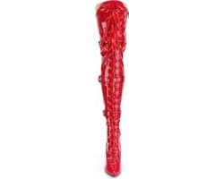 SEDUCE-3028 (EU 40 = US 10) 5 Heel Ribbon Stretch Thigh High Boot w/ Grommet — thumbnail 2