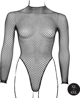 Body with Fishnet Structure and Turtle Neck - OSX - Black — thumbnail 3