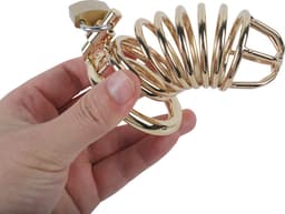 Banoch | Cockcage Goud metaal | Chastity Cage met 3 ringen | 40 mm, 45 mm & 50 mm — thumbnail 3