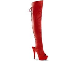 Pleaser - DELIGHT-3019 Plateau overknee Laarzen - US 5 - 35 Shoes - Rood