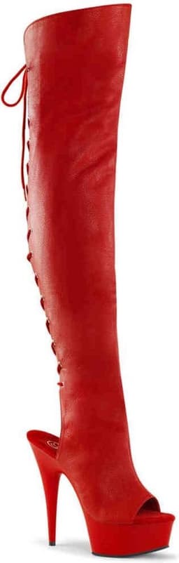 Pleaser - DELIGHT-3019 Plateau overknee Laarzen - US 5 - 35 Shoes - Rood — thumbnail 1