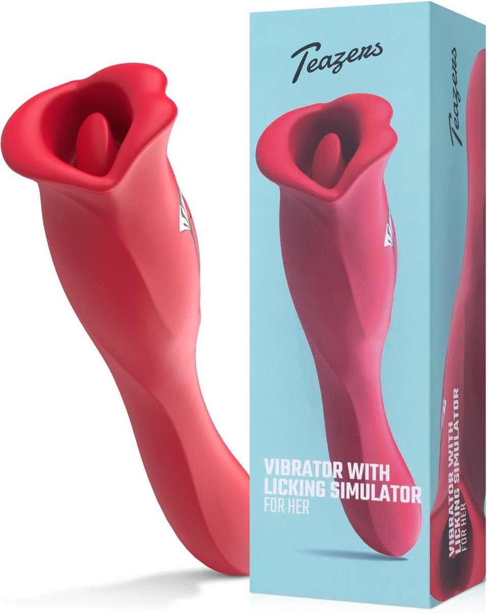 Teazers - Vibrator met Likkende Clitoris Stimulator - Vibrators voor Vrouwen - Sex Toys voor Vrouwen - Vibrators - Dildo’s - Clitoris Stimulator - Tong Vibrator - Rood — afbeelding 1