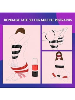 BDSM - Bondage Tape / Touw Zwart – SM Accessoire - 15 Meter – No Stick Statische Tape – Huidvriendelijk & Veilig voor Volwassenen — thumbnail 4