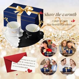 Koppels Mokken Set - Twee Mokken - Romantische Momenten - Exclusief Ontwerp - 200 ml - Wit — thumbnail 4