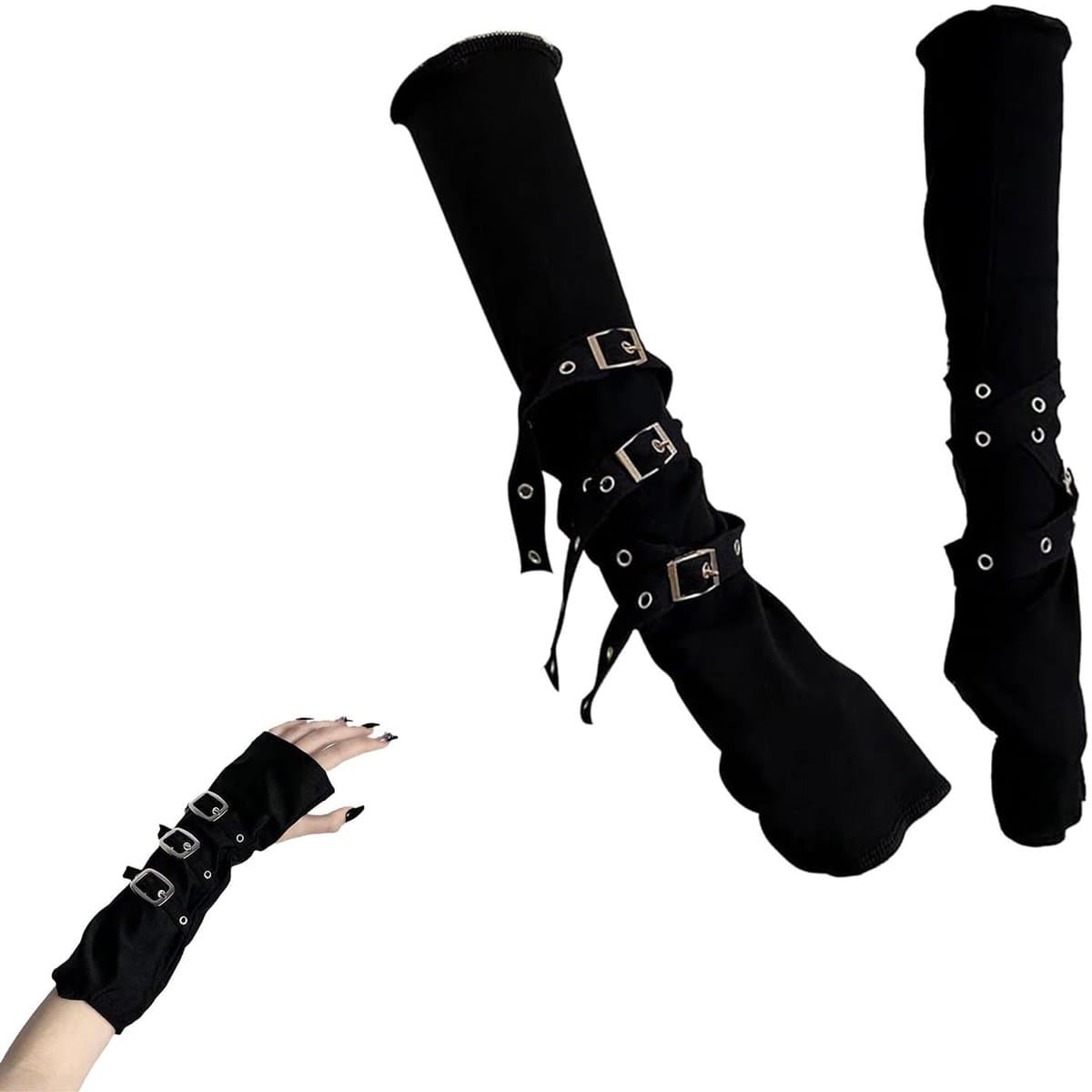 Dailygoods- Vingerloze Handschoenen 38 cm - Punkhandschoenen - Armwarmers - Gothic Kleding - Zacht Gebreid - Comfortabele Pasvorm — afbeelding 1