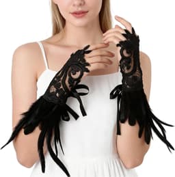 Lace Handschoenen - Vingerloos Accessoire - Feestelijke Outfit - Elegante Kant Detail - 36x16 cm - Zwart — thumbnail 1