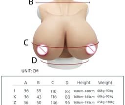 Siliconen Borsten- Breastplate- 100% siliconen- 5800 gram- Grote Borsten- Nep borsten- K cup- Cosplay- Travestie-Transgender — thumbnail 2