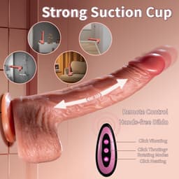 360° Realistische Vibrerende Dildo met Verwarming & Zuignap – Stotende Dildo met Afstandsbediening – Sex Toy voor Vrouwen – Waterdicht & Oplaadbaar – stoten en draaiende dildo - Voor Vrouwen - stellen - mannen — thumbnail 6