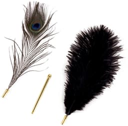 Sevanda - Natural Peacock Flirting - Veren Kietelaar met Verwisselbare Veren - Goud/Zwart — thumbnail 1