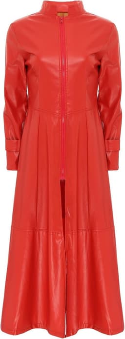 Lange Lak Trenchcoat voor Dames en Heren - Sexy PVC Leren Lange Jas met Ritssluiting voor Clubwear & Disco — thumbnail 1