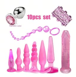 Daity Siliconen Buttplug Set 10-delig – Beginners Anale Pluggen Set met Verschillende Maten & Vormen – Flexibel, Huidvriendelijk, Trainingsset met Anaalkralen & Dildo – Seksspeeltje voor Vrouwen & Koppels – Roze — thumbnail 1