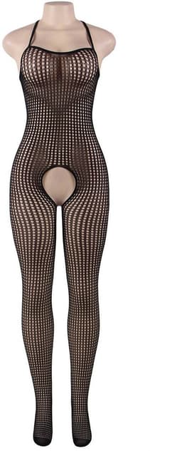 Zeloria Bodystocking – Sexy Netstof Catsuit met Open Kruis – Lingerie Set – Zwart – XS-M — thumbnail 4