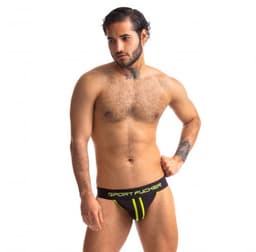 Sport Fucker - Jersey Jockstrap Herenslip - Zwart/Geel L — thumbnail 2