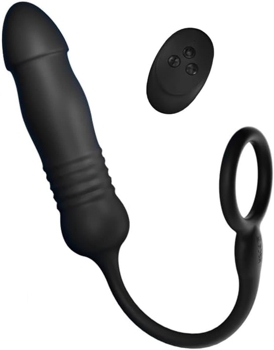 Mannelijke anale telescoop vibrator - Thrusting dildo vibrerend - Mannen dildo - Buttplug - Cockring - Penis ring - 6 standen - USB Oplaadbaar — afbeelding 1