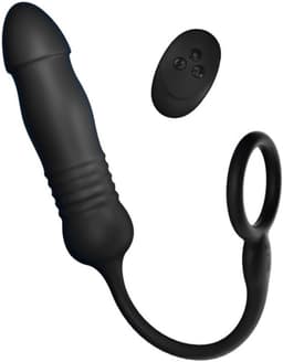Mannelijke anale telescoop vibrator - Thrusting dildo vibrerend - Mannen dildo - Buttplug - Cockring - Penis ring - 6 standen - USB Oplaadbaar — thumbnail 1