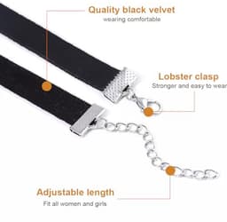 Pack of 3 Velvet Choker Necklaces for Women with Tattoo Chain Ribbon for Teens Velvet Black — thumbnail 4