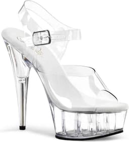 Pleaser - DELIGHT-608 Sandaal met enkelband - US 10 - 40 Shoes - Transparant/Zilverkleurig — thumbnail 1