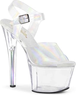 Pleaser - SKY-308N-RBH Sandaal met enkelband, Paaldans schoenen - Paaldans schoenen - 38 Shoes - Transparant — thumbnail 1