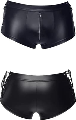 BDSM Lederen harnas korte short met open kruis functie - PU Leer - Latex look - Boxershort - Touw - Licht verstelbaar - Korte broek — thumbnail 5