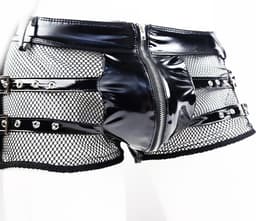 BamBella ® - Boxer short Maat XL Datex Zwart (Latex en stof SM kleding BDSM erotische heren kleding — thumbnail 1