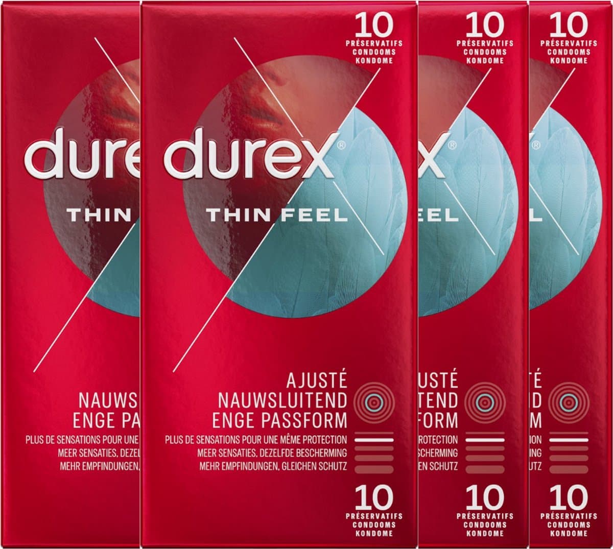 Durex Condooms Thin Feel Close Fit 10st - 4 Stuks - Voordeelverpakking — afbeelding 1