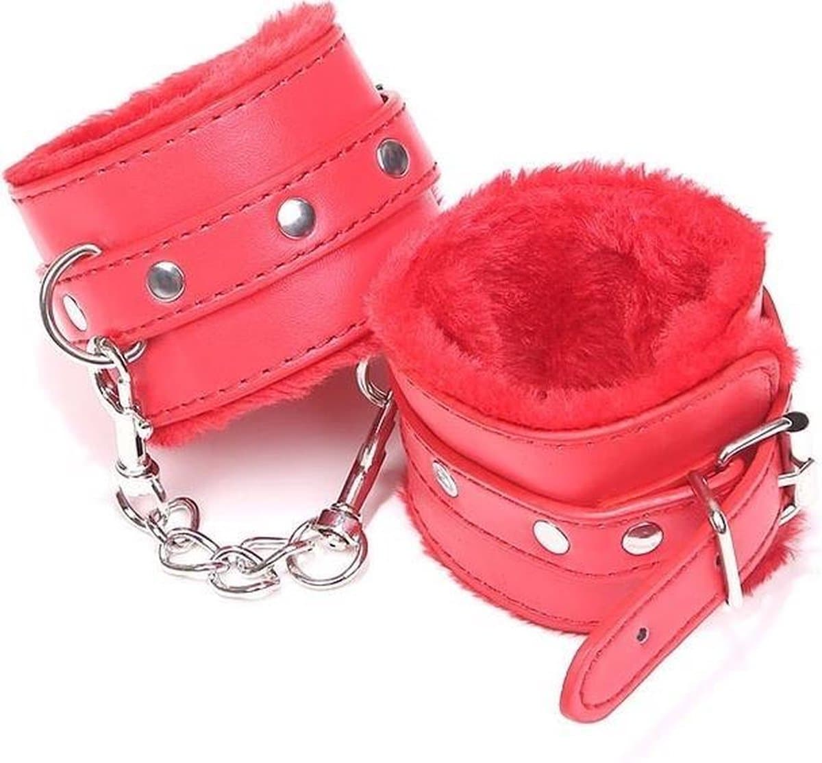 BDSM bondage - SM Pluche Handboeien - Rood — afbeelding 1