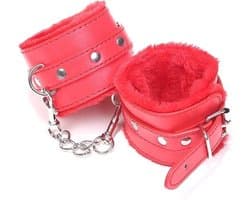 BDSM bondage - SM Pluche Handboeien - Rood