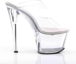 Pleaser - SKY-302 Muiltjes - Paaldans schoenen - 44 Shoes - Transparant/Zilverkleurig — thumbnail 5
