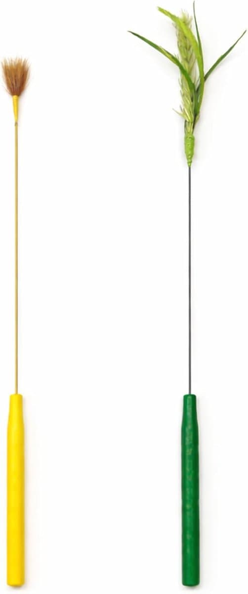 veer, set van 2 kattenhengels met veren, interactief speelgoed voor katten binnenshuis — afbeelding 1