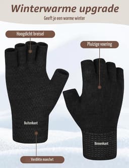 Handschoenen voor heren en dames, winterhandschoenen zonder vingers, uniseks vingerhandschoenen zonder vingertoppen, warm, voor sport, outdoor, kamperen, kamperen — thumbnail 3