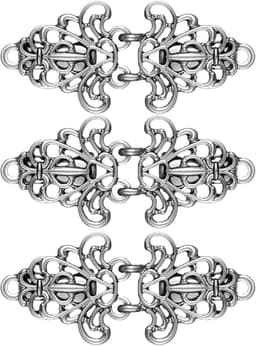 3 paar Cloak Clasp sluitsluitingen, vintage bloemen capesluitingen, vintage pullover sjaal clips voor truien, sjaals, cardigan, gespen (zilver) — thumbnail 1