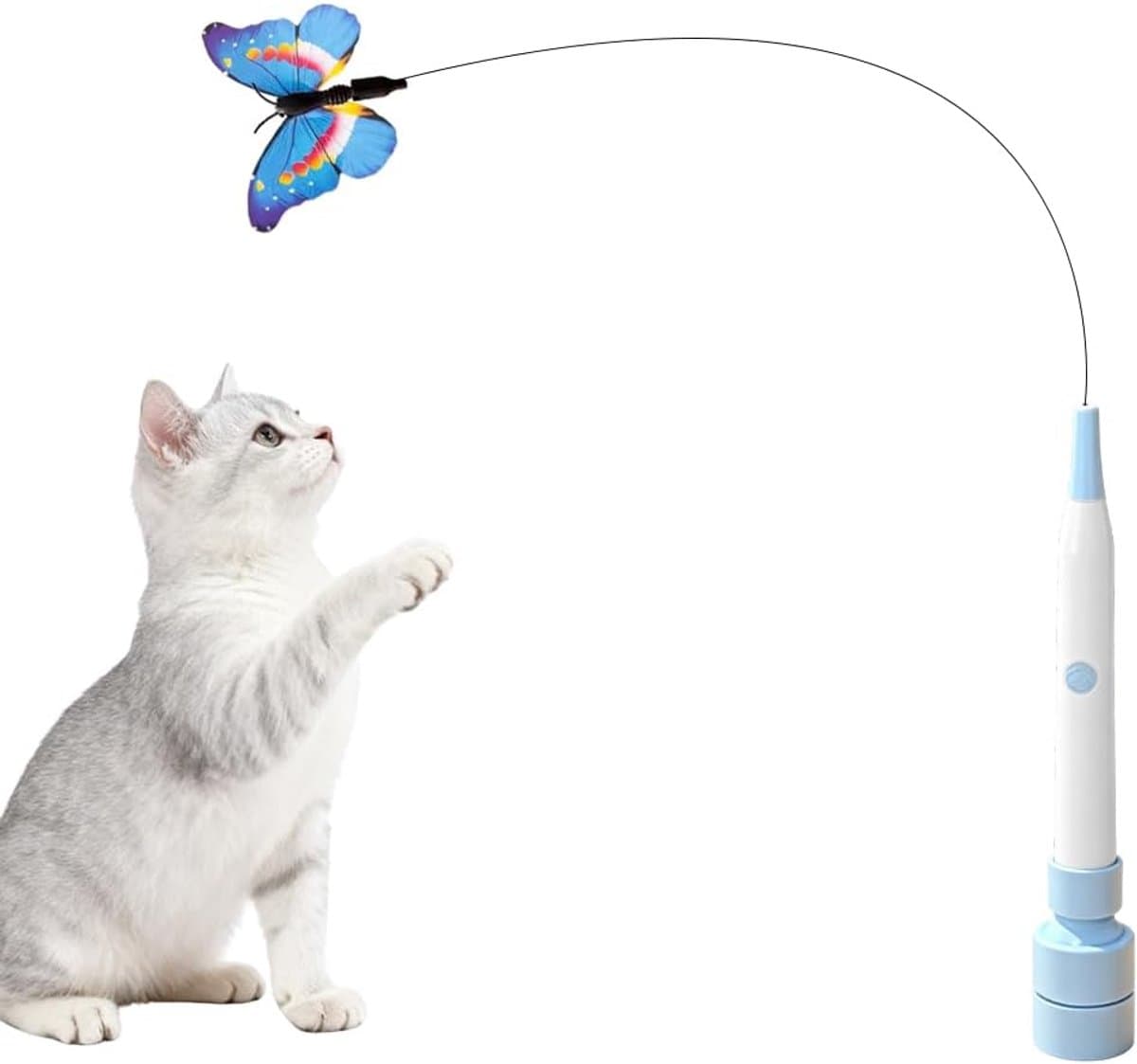 Kattenspeelgoed, kattenspeelgoed, kattenhengel met zuignappen, 360 graden draaibaar, kattenspeelgoed, zelfbezigheid, natuurlijk interactief kattenspeelgoed voor katten (blauw en — afbeelding 1