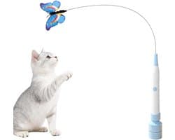 Kattenspeelgoed, kattenspeelgoed, kattenhengel met zuignappen, 360 graden draaibaar, kattenspeelgoed, zelfbezigheid, natuurlijk interactief kattenspeelgoed voor katten (blauw en