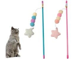 Speelgoed, interactieve speelstok met elastisch touw, pluche hanger speelgoed voor kleine kittenkatten oefening, set van 2