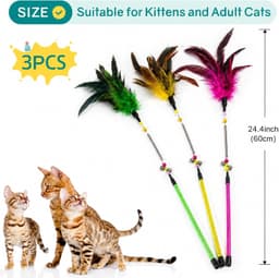 Kattenhengel met veer, interactieve speelballen voor kleine en grote katten (roze) — thumbnail 5